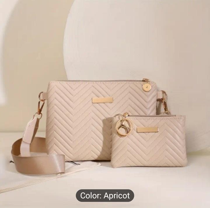 2pcs Apricot Embossed bag