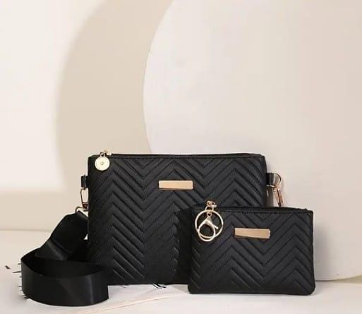 2pcs Embossed bag black