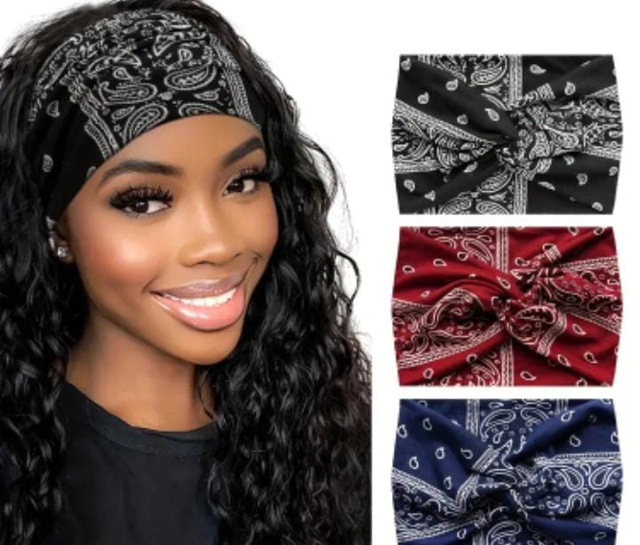 3pcs headbands ( Black, Wine Red & Blue)