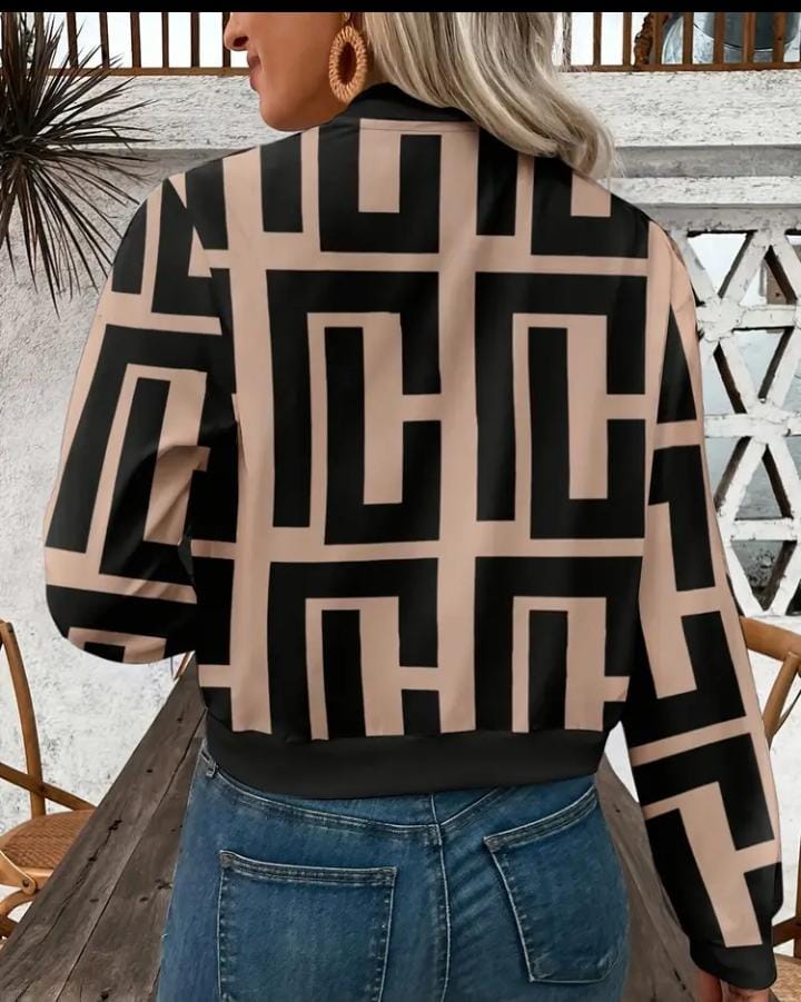 Geometric Light weight Bomber Jacket