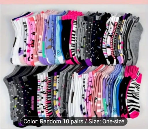 10 Pairs Random Color ankle socks (Breathable)