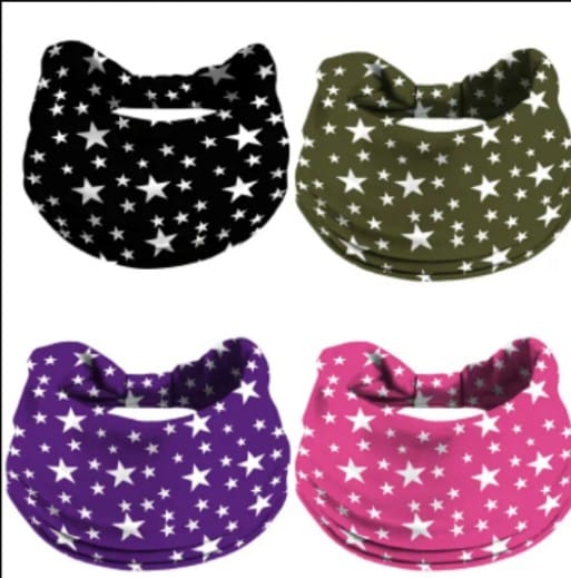 4pcs Star headbands (black, army green, purple & pink)